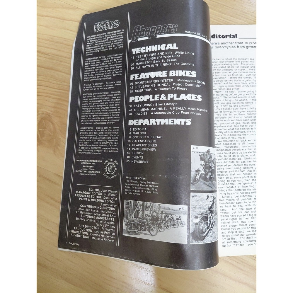 APRIL 1980 CHOPPERS MOTORCYCLE‎ MAGAZINE VTG - Picture 5 of 7